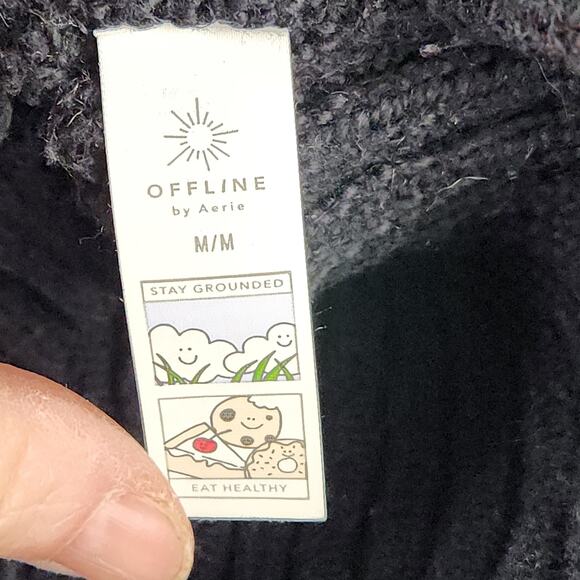 Offline by Aerie Chunky Knit Quarter Zip Sweater Women’s SZ M Navy GUC - Picture 12 of 15